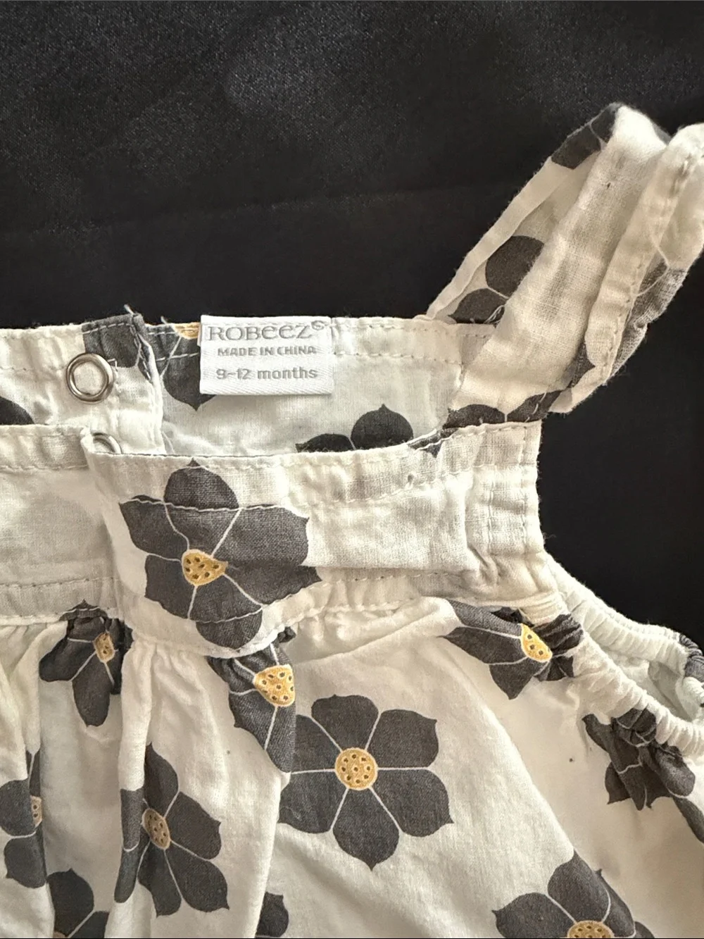 Robeez White Sundress Set with Gray & Yellow Floral Print Matching Diaper Cover
